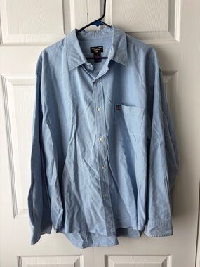 Vintage Y2K Polo Ralph Lauren Blue  Oxford Shirt USA Flag Patch 90s 2000s XL